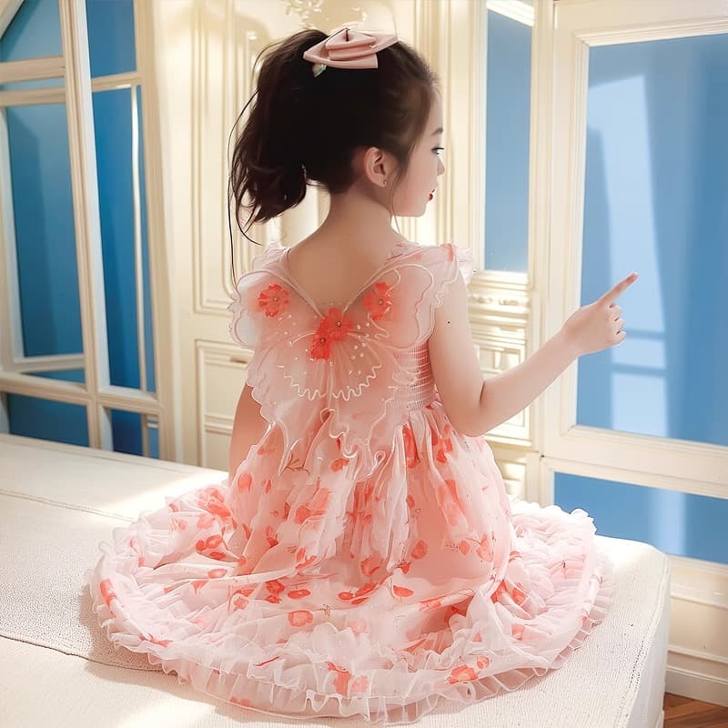 フォーマルワンピース 花柄プリンセス ティアードワンピース