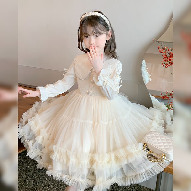 フォーマルワンピース ふんわり姫様フリルレースワンピース