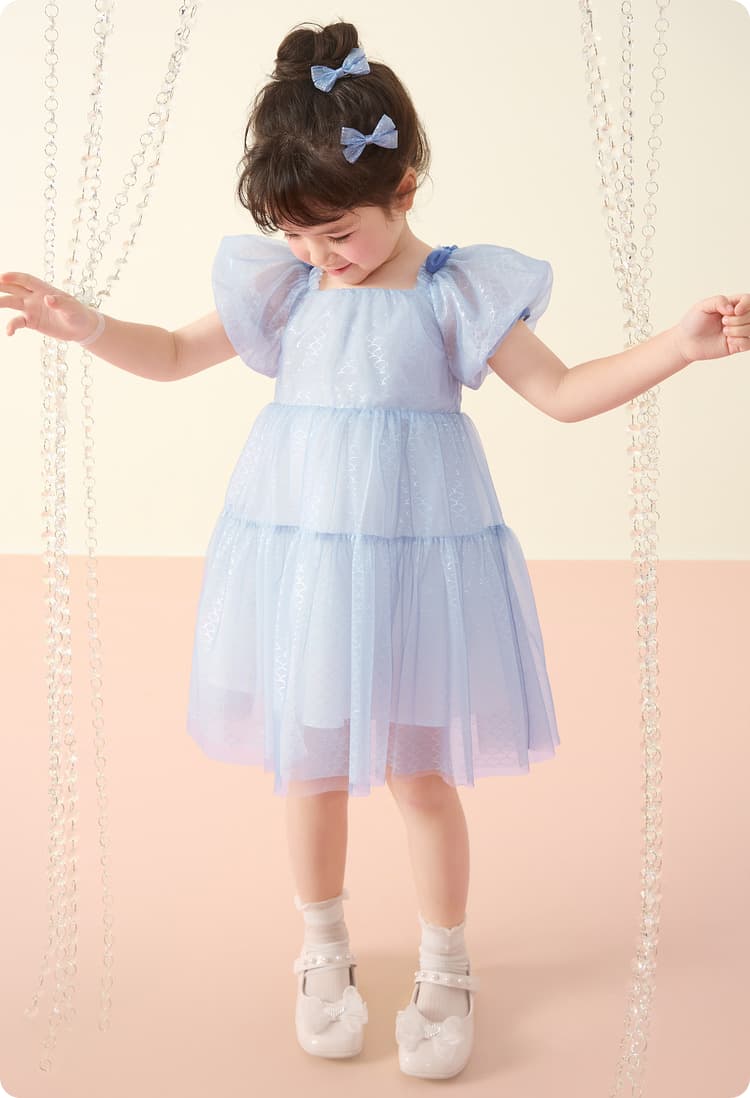 フォーマルワンピース ティアードチュール ふんわり袖 子供ドレス
