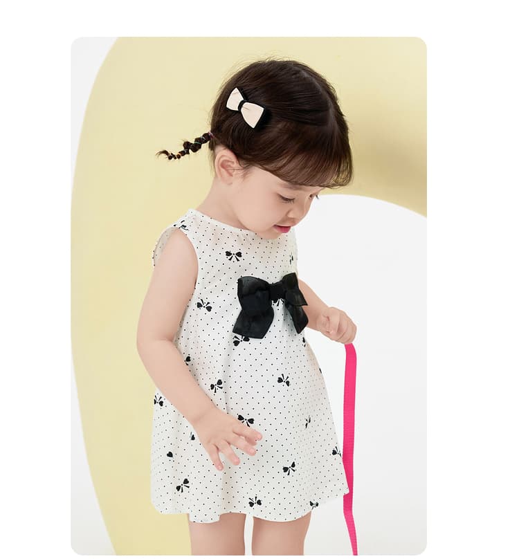 フォーマルワンピース 小さな蝶結び ドット柄 子供ドレス