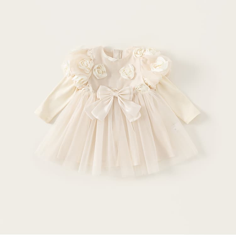フォーマルワンピース 華やか花飾りチュールドレス